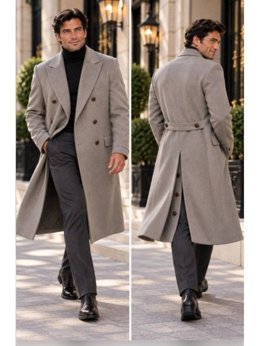 SuitSupply Merano 100% Cashmere Overcoat Double Breasted EU60 Luxury Old Money